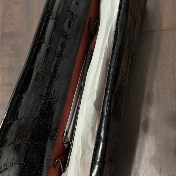 Nancy Gonzalez Black Crocodile Embossed Clutch - Picture 9 of 13